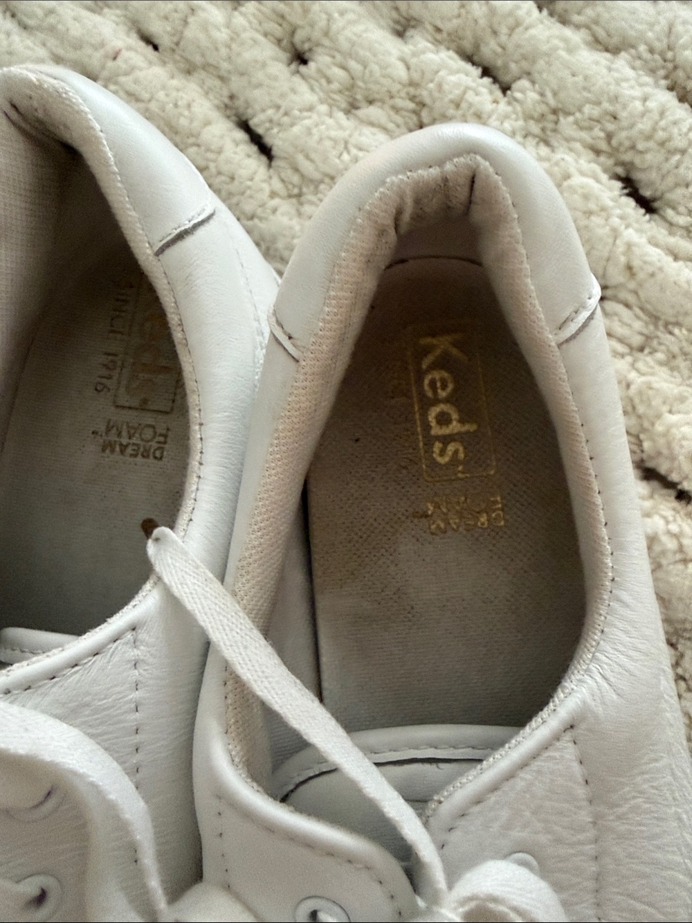 Keds White Leather  Lace-Up Sneakers - Picture 7 of 9